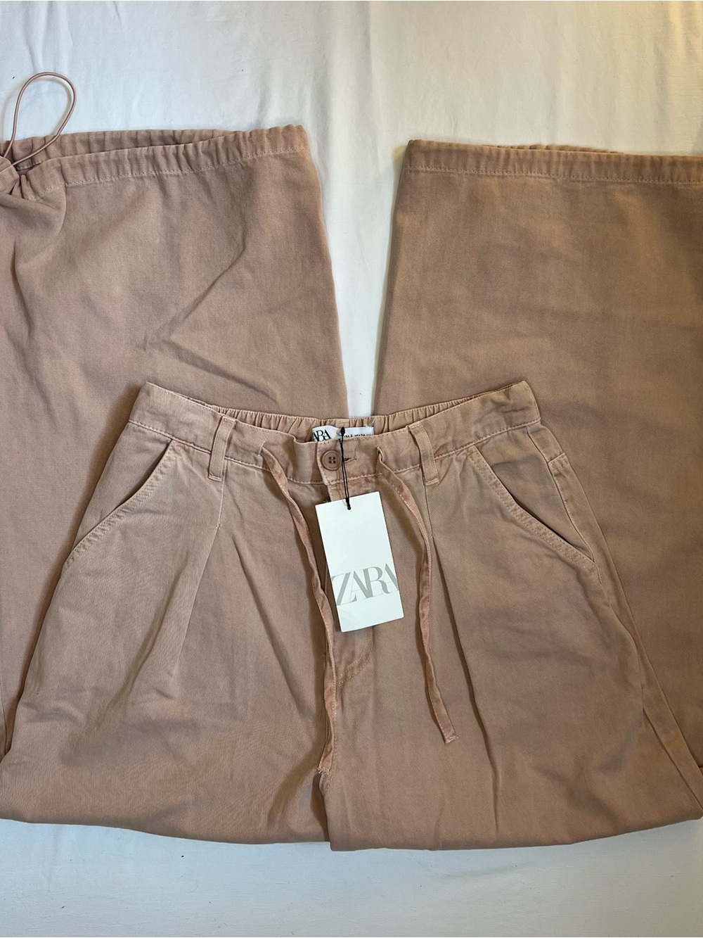 Zara High-Waisted Wide Leg Parachute Pants in Mauve/Dusty Pink